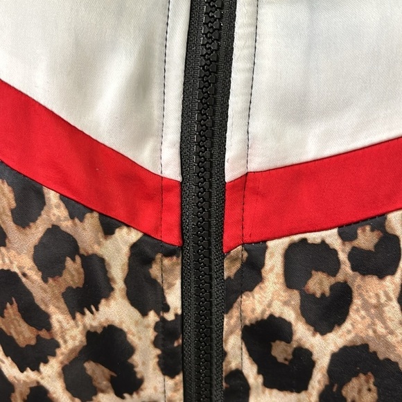 Pam and Gela Color Block Leopard Print Track Jacket Full Zip Athletic Wear Sz S - Picture 15 of 15